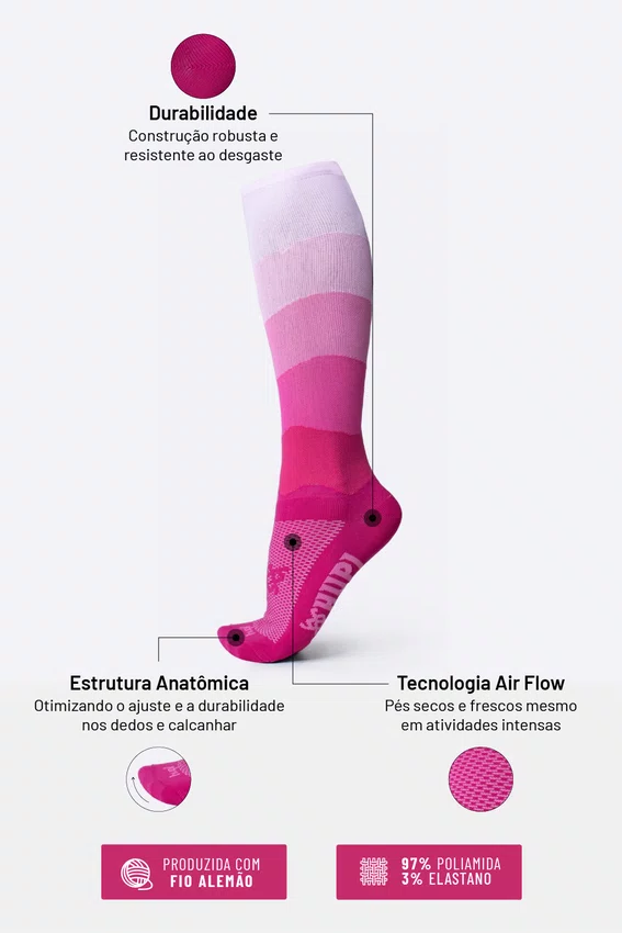 Meia HUPI Longa Colors Rosa