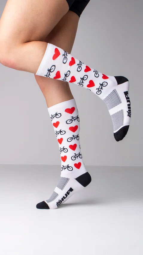 Meia HUPI Longa Love Bike Branco