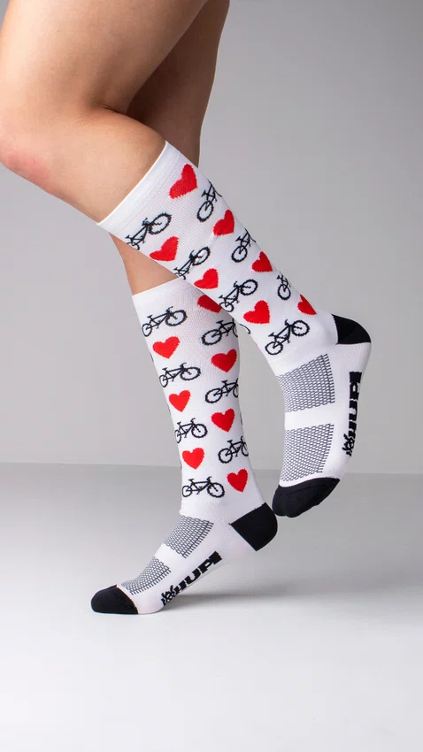 Meia HUPI Longa Love Bike Branco
