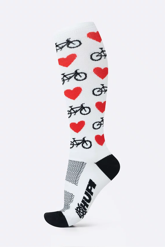 Meia HUPI Longa Love Bike Branco