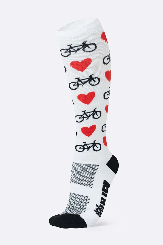 Meia HUPI Longa Love Bike Branco