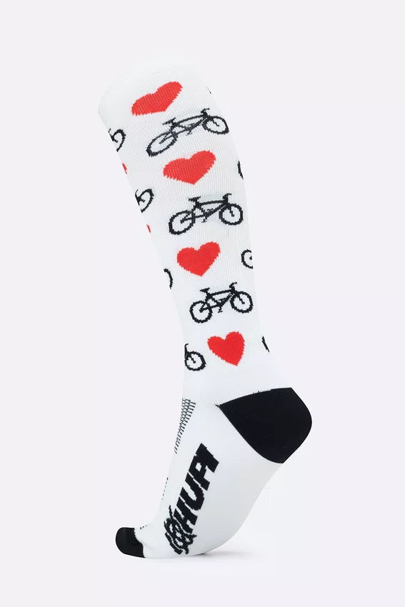 Meia HUPI Longa Love Bike Branco