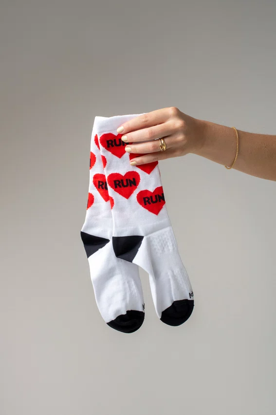 Meia HUPI Love Run Branca - LT para pés menores 34-38