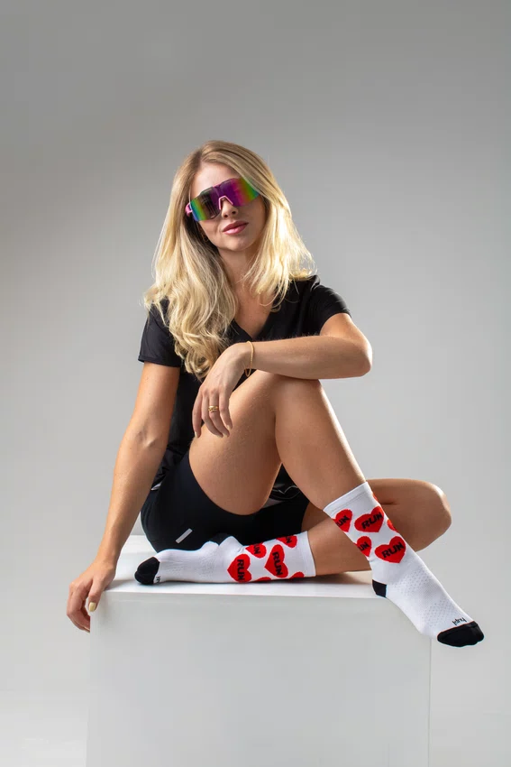 Meia HUPI Love Run Branca - LT para pés menores 34-38
