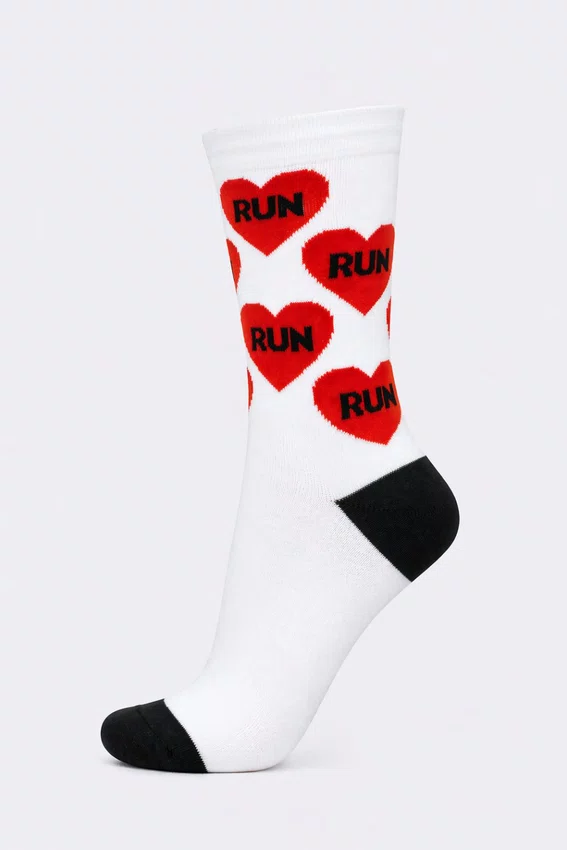 Meia HUPI Love Run Branca - LT para pés menores 34-38