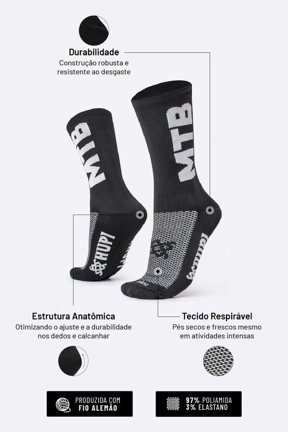 Meia HUPI MTB 2 Preto