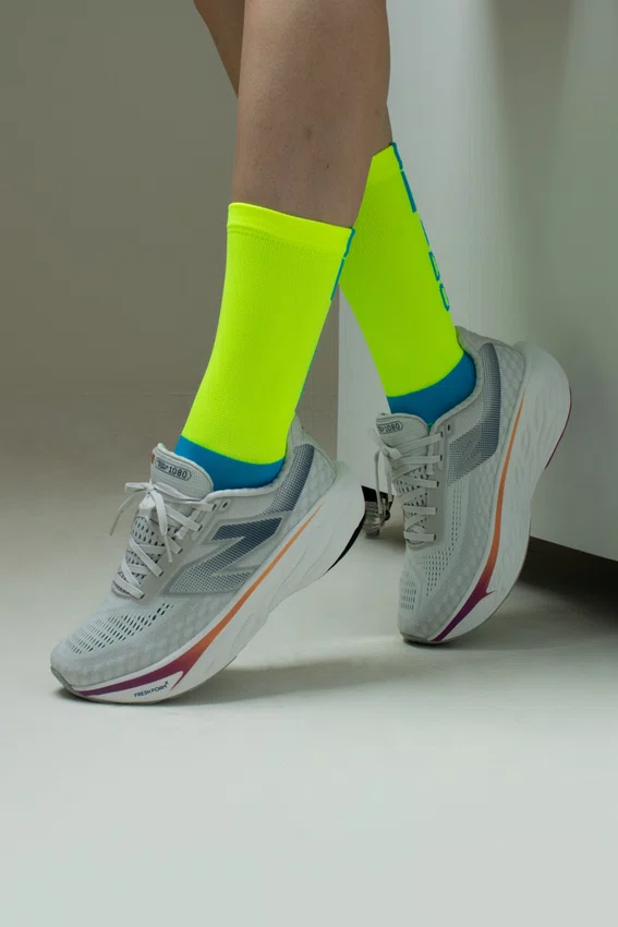 Meia HUPI No Day Off Amarelo Neon/Azul - LT para pés menores 34-38