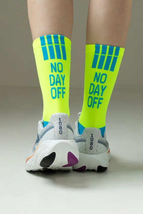 Meia HUPI No Day Off Amarelo Neon/Azul - LT para pés menores 34-38