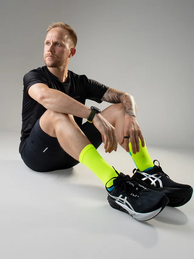 Meia HUPI No Day Off Amarelo Neon/Azul - LT para pés menores 34-38