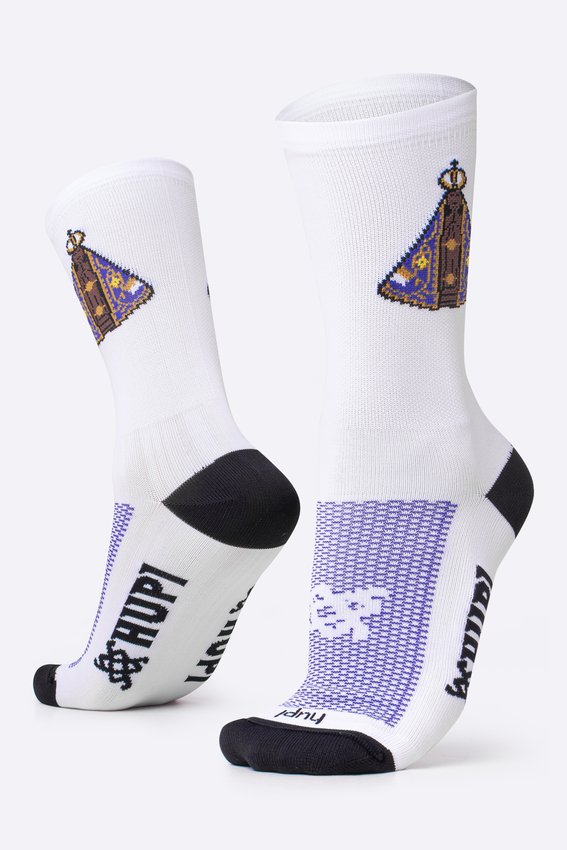 Meia HUPI Nossa Senhora Aparecida Branco - LT para pés menores 34-38