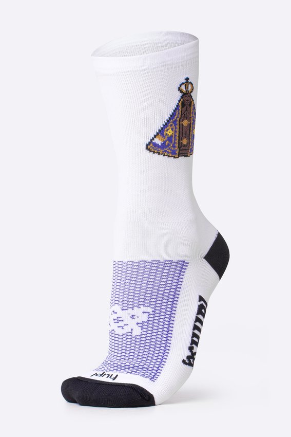 Meia HUPI Nossa Senhora Aparecida Branco - Tamanho Plus 42-46