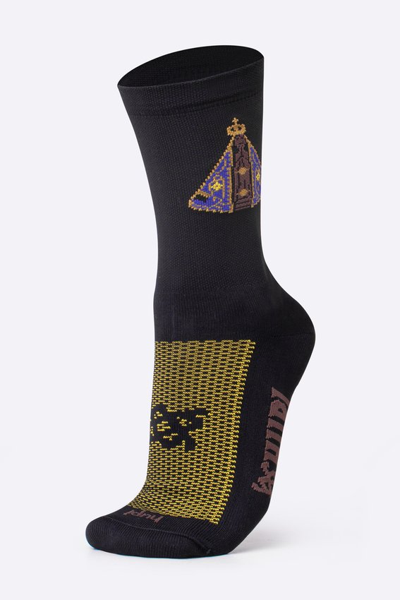 Meia HUPI Nossa Senhora Aparecida Preto - Tamanho Plus 42-46