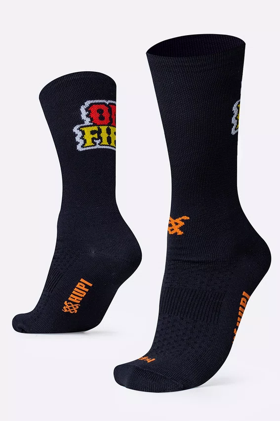 Meia HUPI On Fire Preto e Laranja