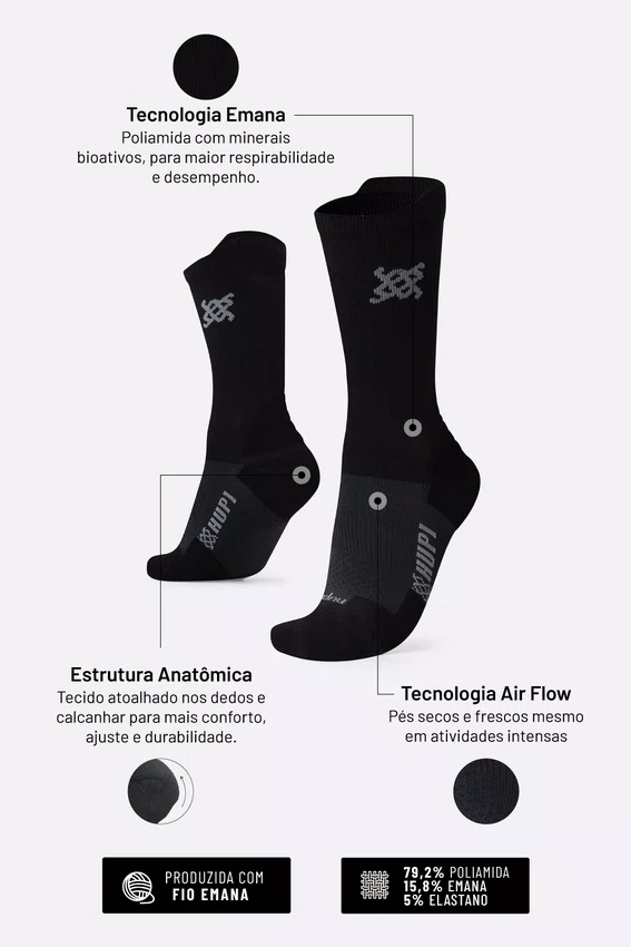 Meia HUPI Pró Emana Preto
