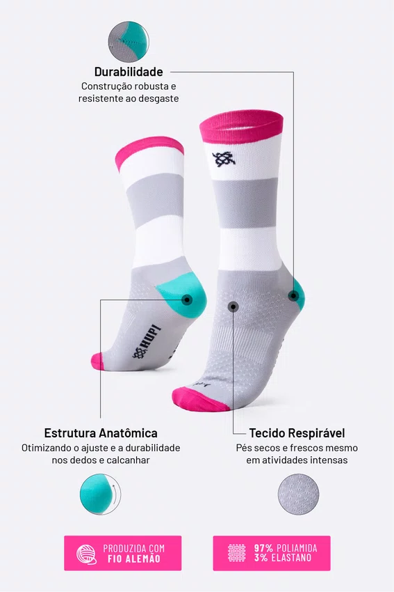 Meia HUPI Quadra Cinza Listra