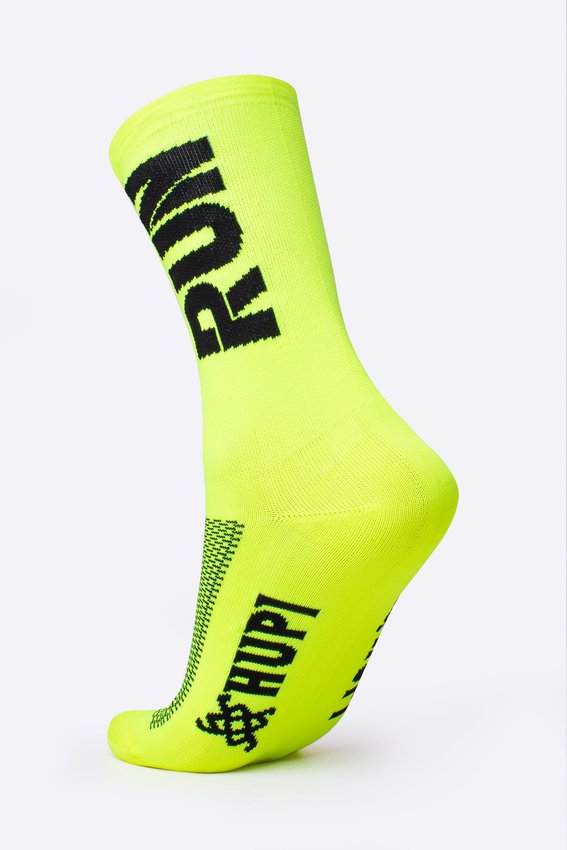 Meia HUPI Run Amarelo Neon/Preto