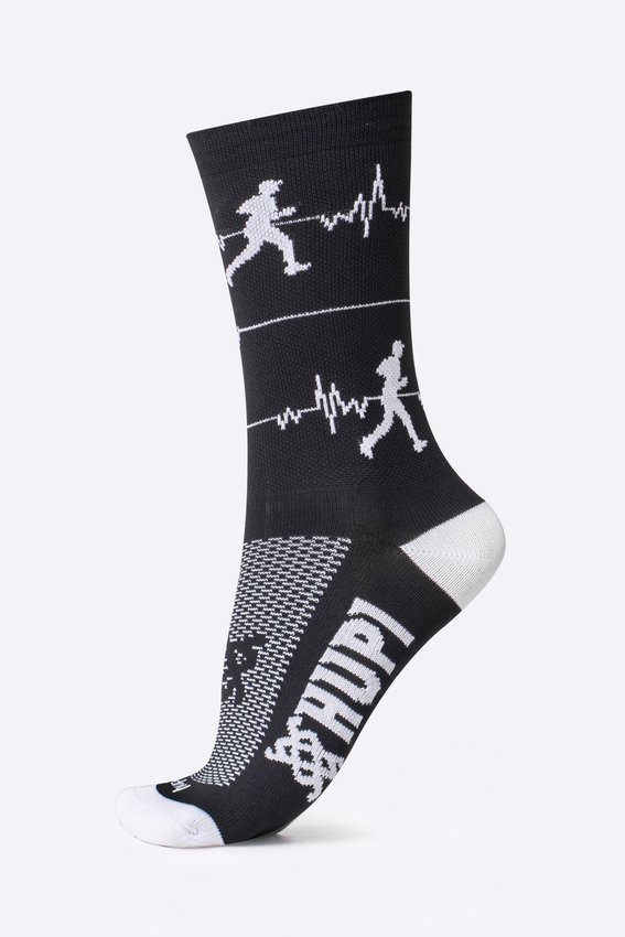 Meia HUPI Run Beats Preto - LT para pés menores 34-38