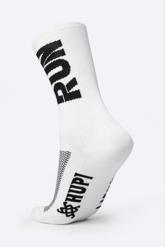 Meia HUPI Run Branco Preto - Tamanho Plus 42-46