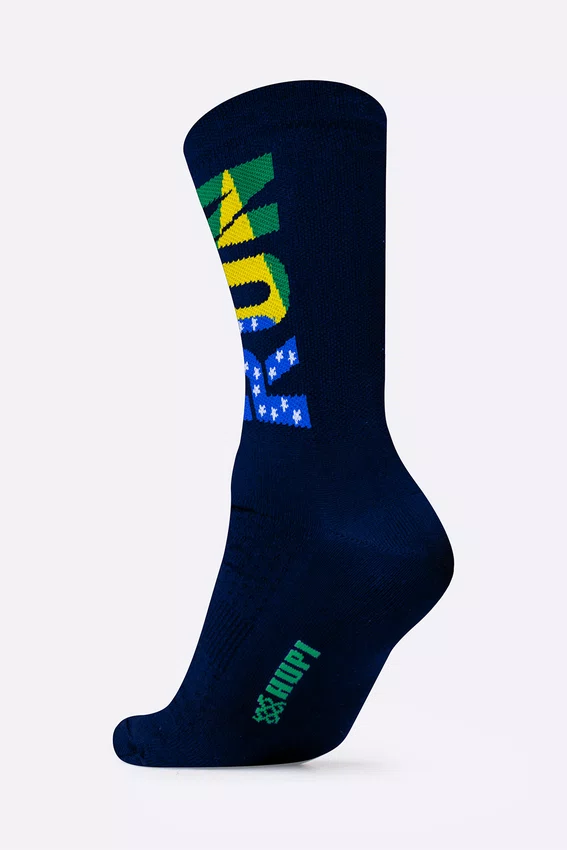 Meia HUPI Run Brasil Azul Marinho