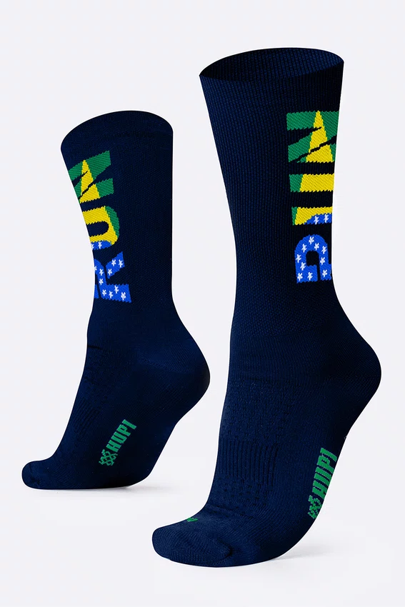 Meia HUPI Run Brasil Azul Marinho