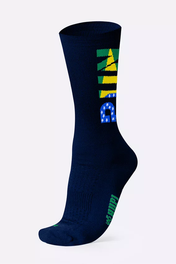 Meia HUPI Run Brasil Azul Marinho Plus 42-46