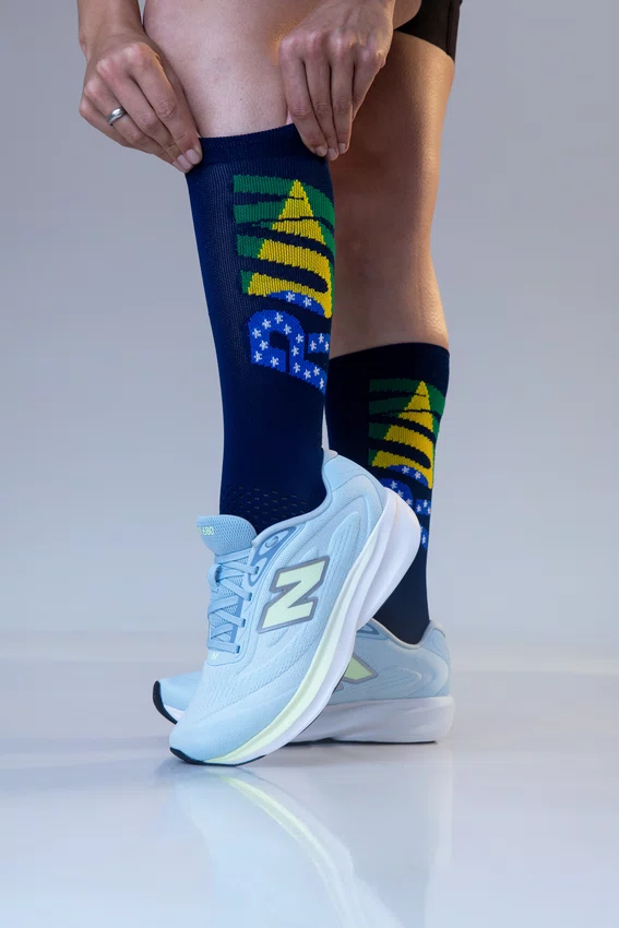 Meia HUPI Run Brasil Azul Marinho Plus 42-46