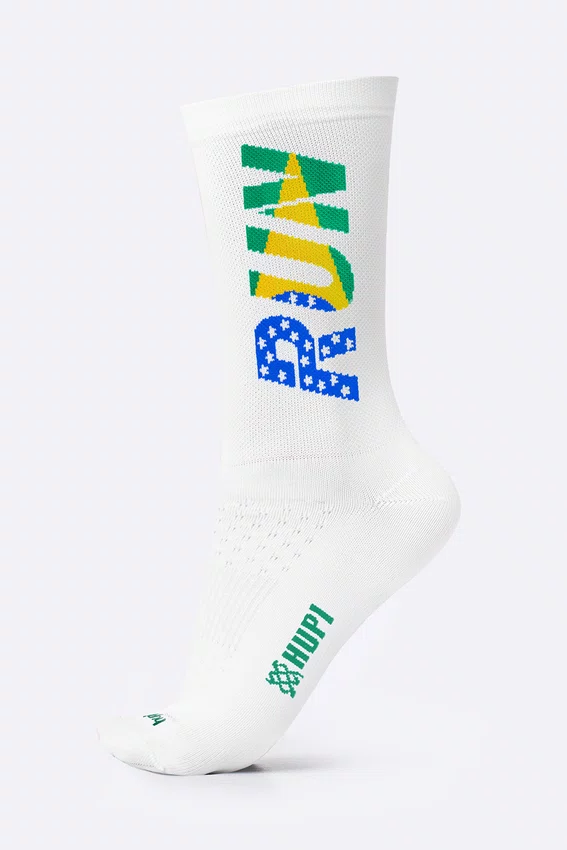 Meia HUPI Run Brasil Branco Plus 42-46