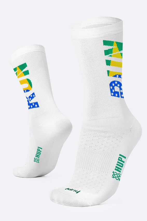 Meia HUPI Run Brasil Branco Plus 42-46