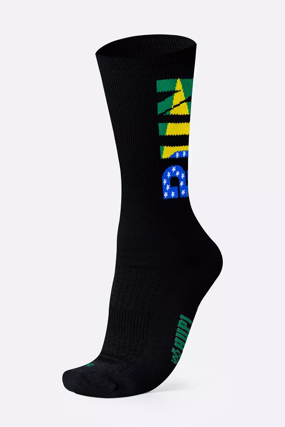 Meia HUPI Run Brasil Preto Plus 42-46