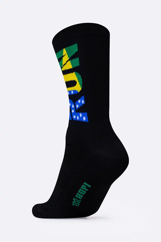 Meia HUPI Run Brasil Preto Plus 42-46