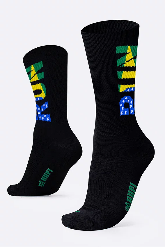 Meia HUPI Run Brasil Preto Plus 42-46