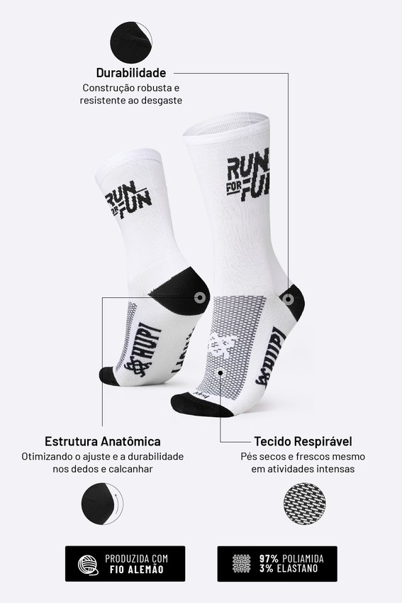 Meia HUPI Run For Fun Branca