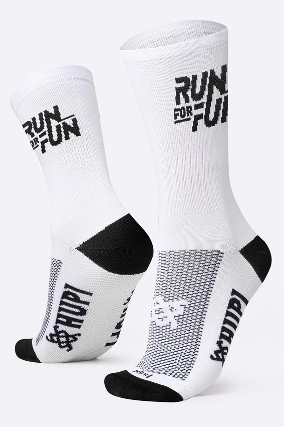 Meia HUPI Run For Fun Branco - LT para pés menores 34-38