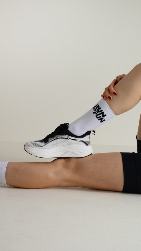 Meia HUPI Run For Fun Branco - LT para pés menores 34-38