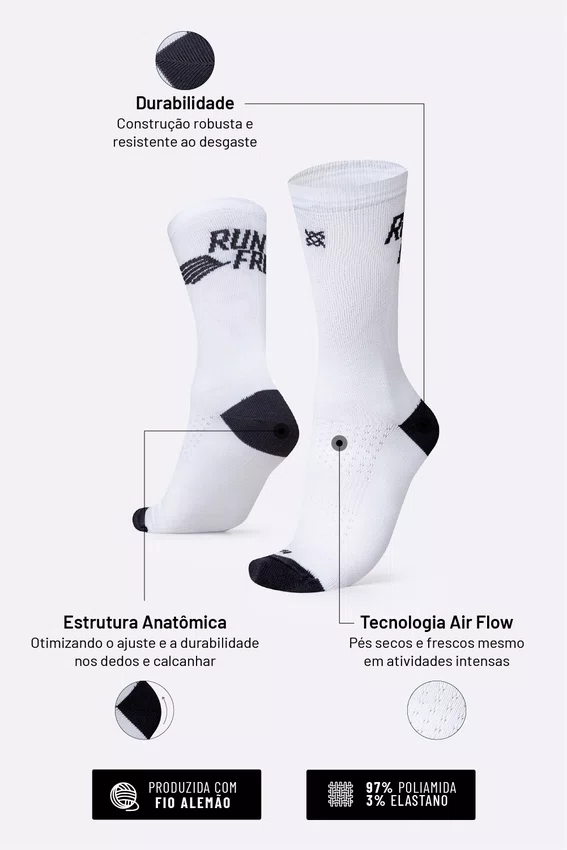 Meia HUPI Run Free Branco