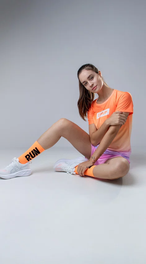 Meia HUPI Run Laranja Neon 