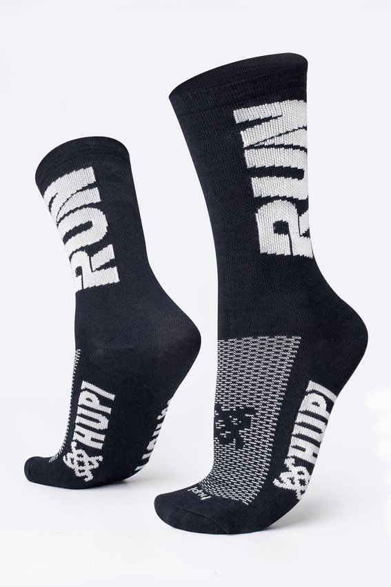 Meia HUPI RUN Preto/Branco - LT para pés menores 34-38
