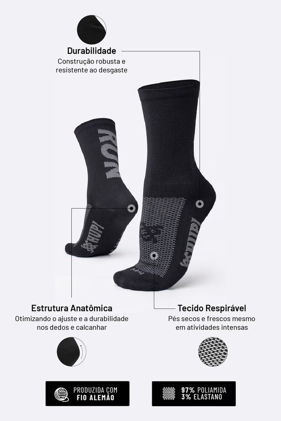 Meia HUPI RUN Preto/Cinza