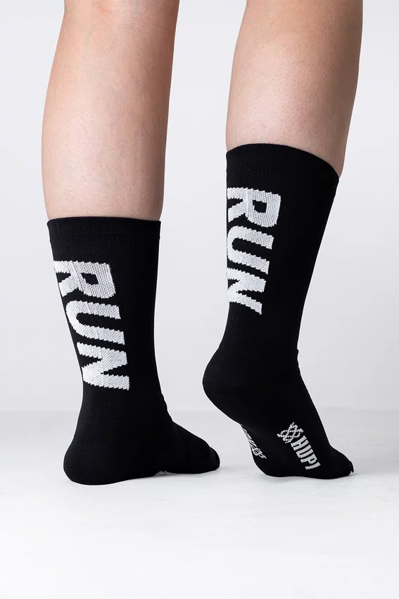 Meia HUPI RUN RUN Preto/Branco