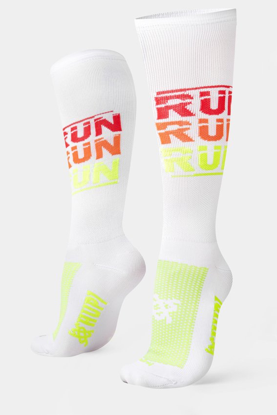 Meia HUPI Run Run Run Branca Longa