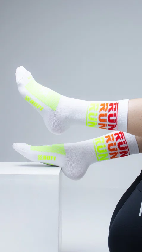 Meia HUPI Run Run Run Branco - LT para pés menores 34-38