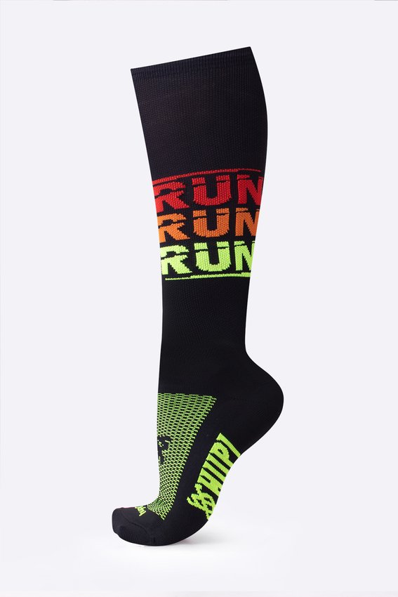 Meia HUPI Run Run Run Preta Longa