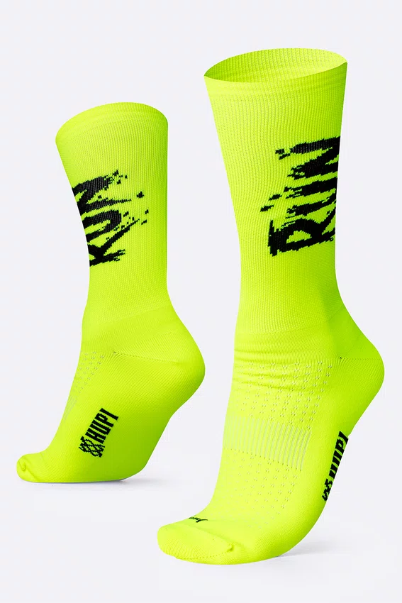 Meia HUPI Run Splash Amarelo Neon