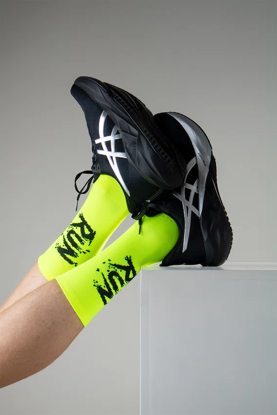 Meia HUPI Run Splash Amarelo Neon
