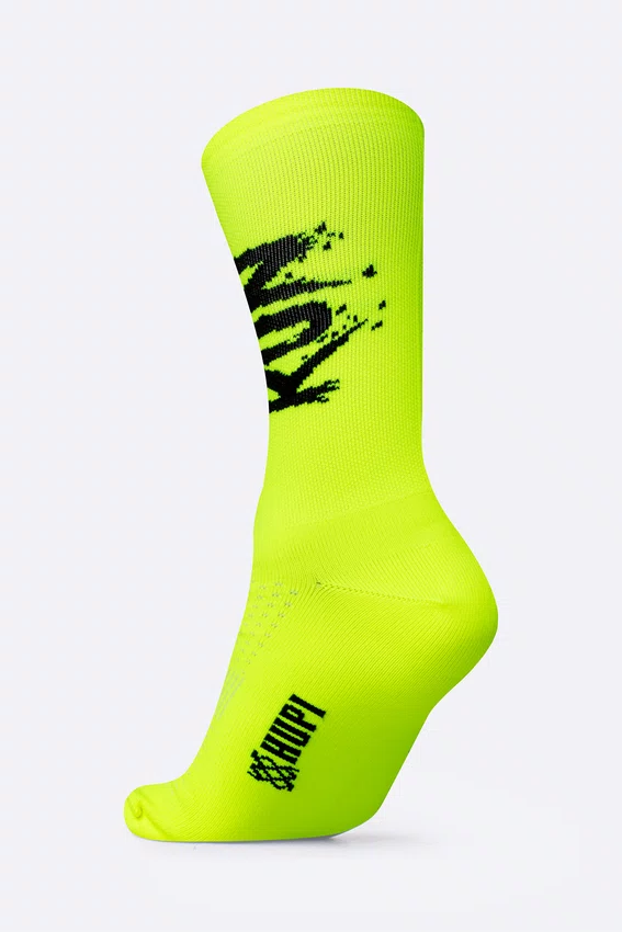 Meia HUPI Run Splash Amarelo Neon Plus 42–46