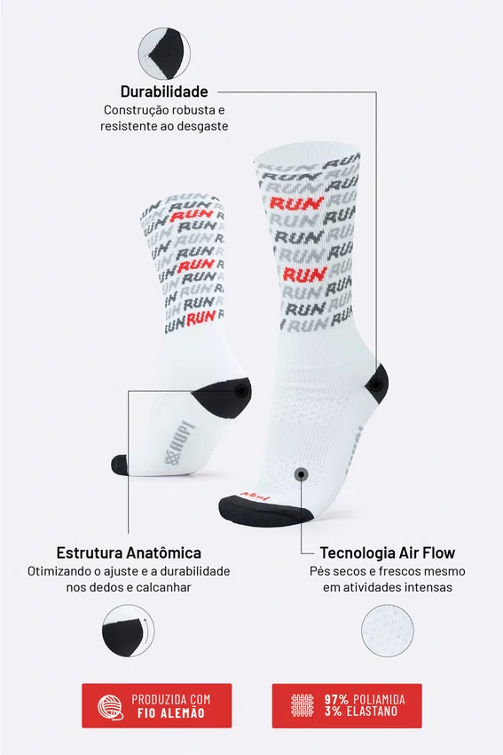 Meia HUPI Run Tri Branco