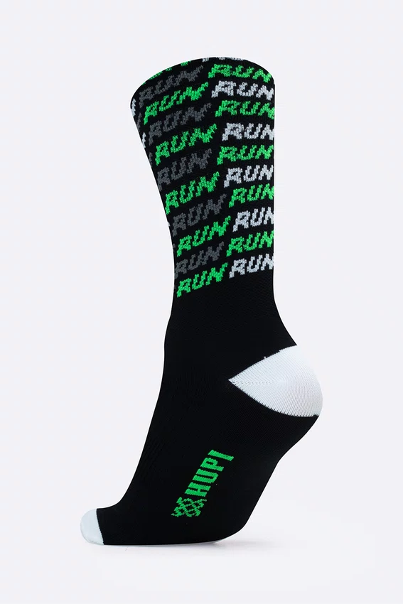 Meia HUPI Run Tri Preto e Verde