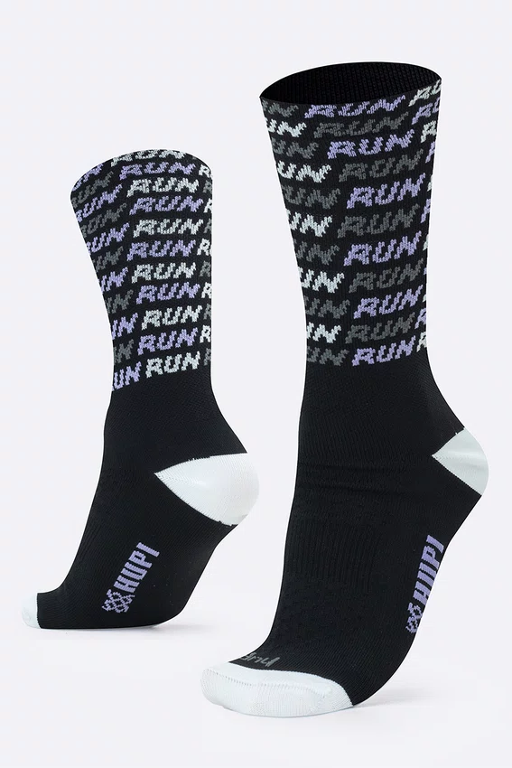 Meia HUPI Run Tri Preto e Roxo