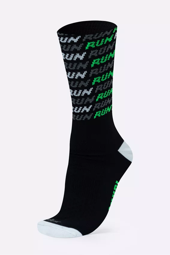 Meia HUPI Run Tri Preto e Verde Plus 42-46