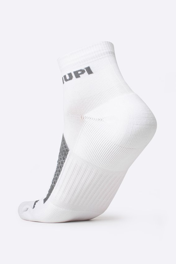 Meia HUPI Running Pro Prime Branco e Cinza - LT para pés menores 34-38
